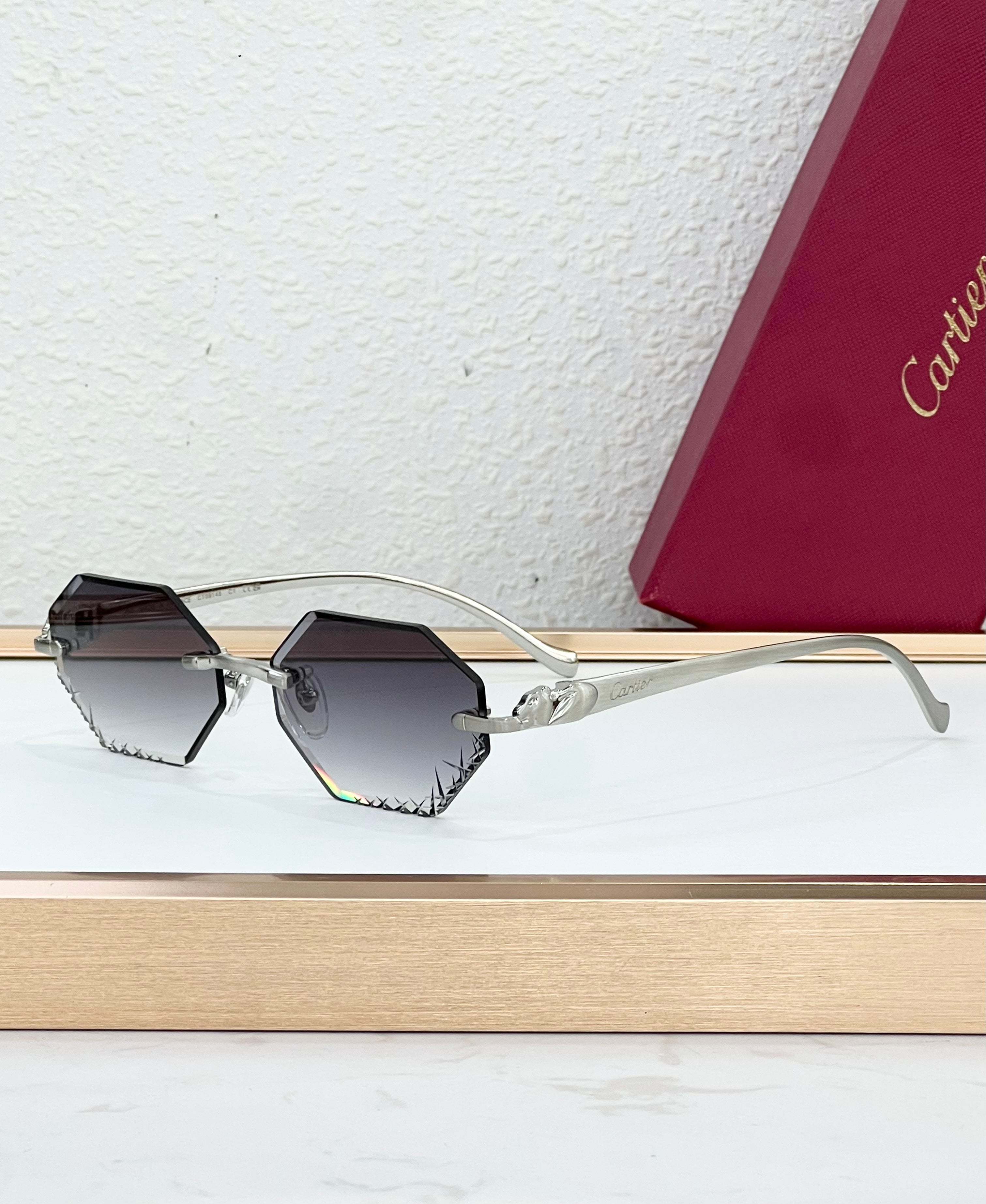 Panthère Rimless bords diamantés octogonaux