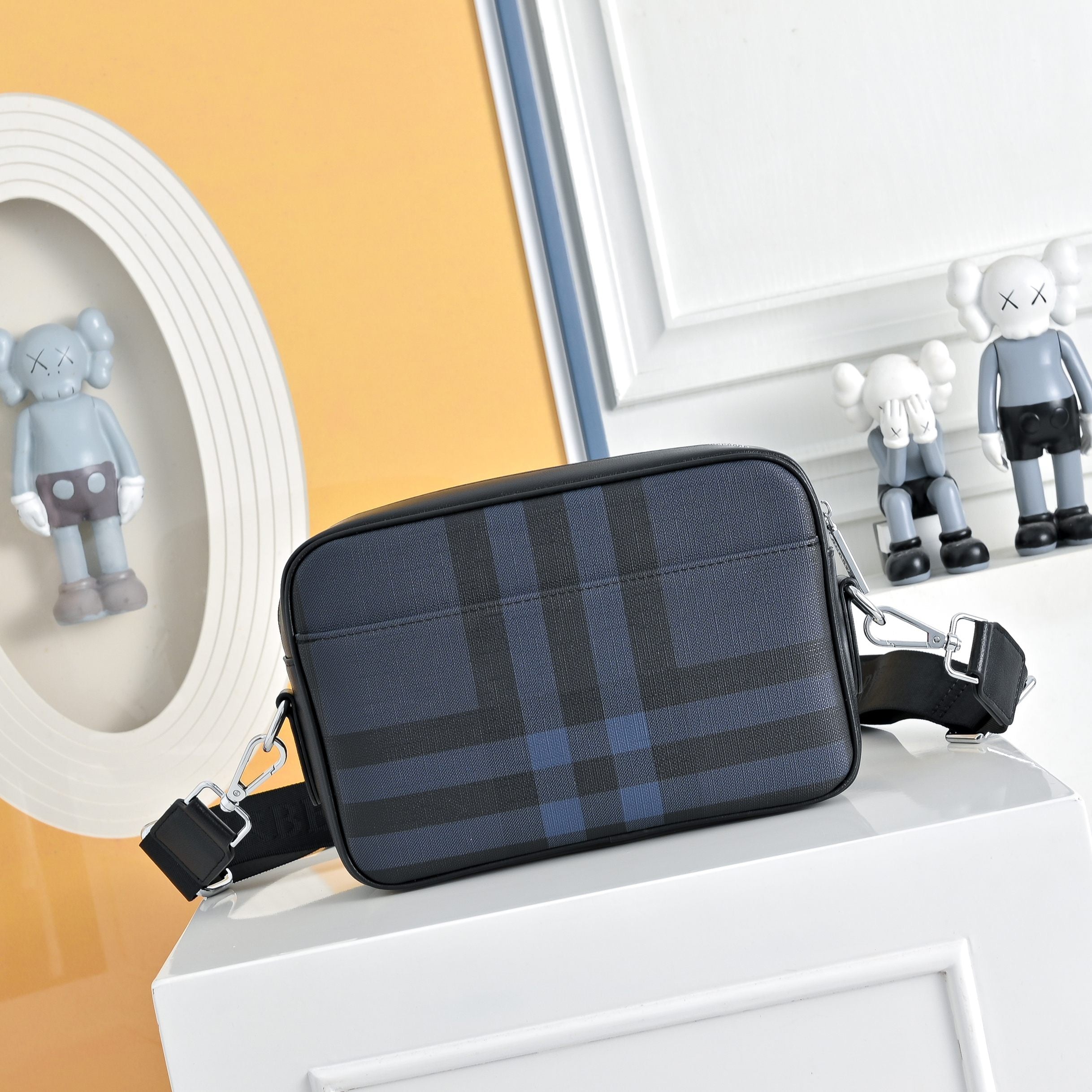 Burberry Sac Crossbody Burberry Check Bleu Marine & Noir