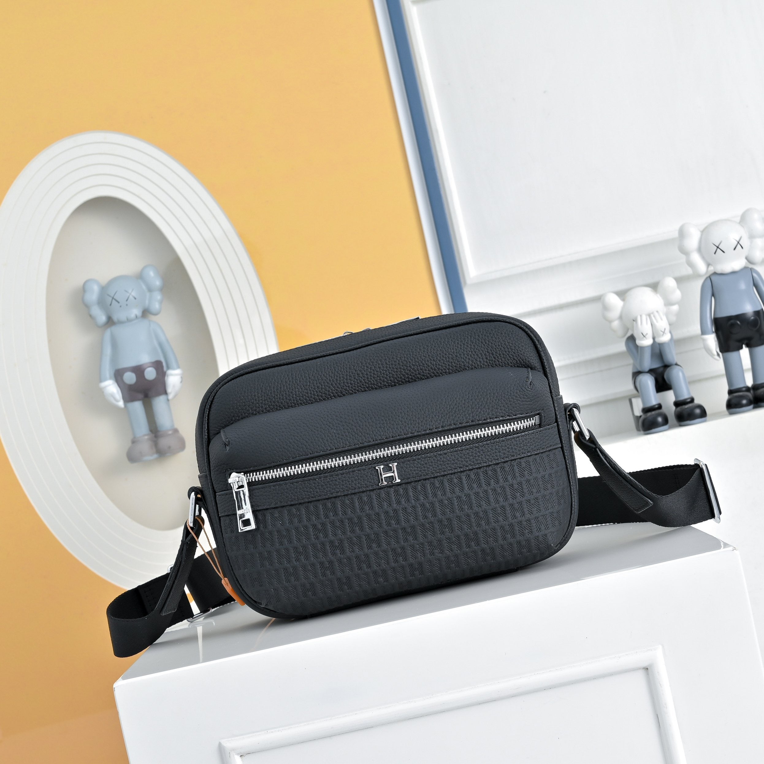 Hermès Hermès City Messenger Bag H Monogram Black Leather