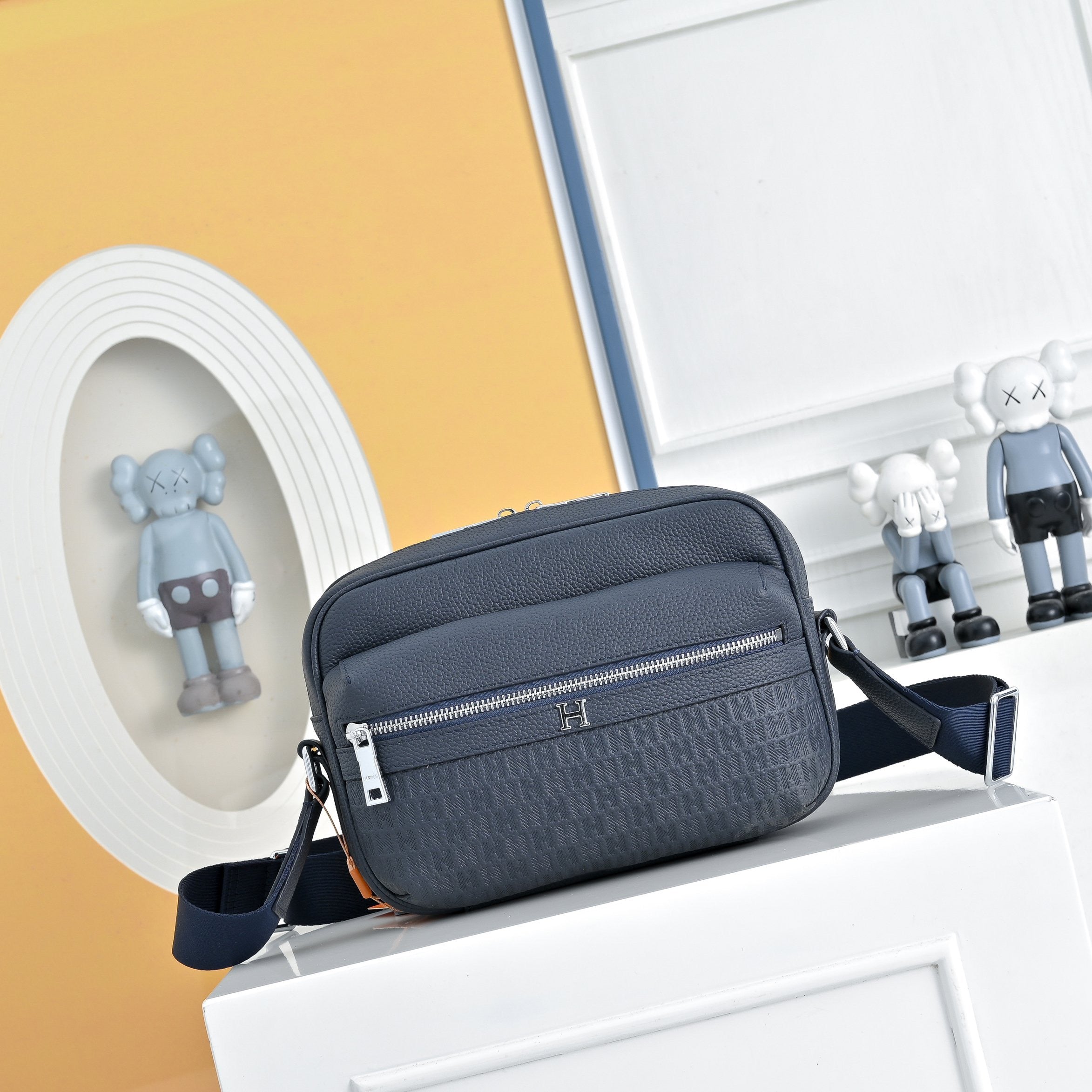 Hermès Hermès City Messenger Bag H Monogram Black Leather