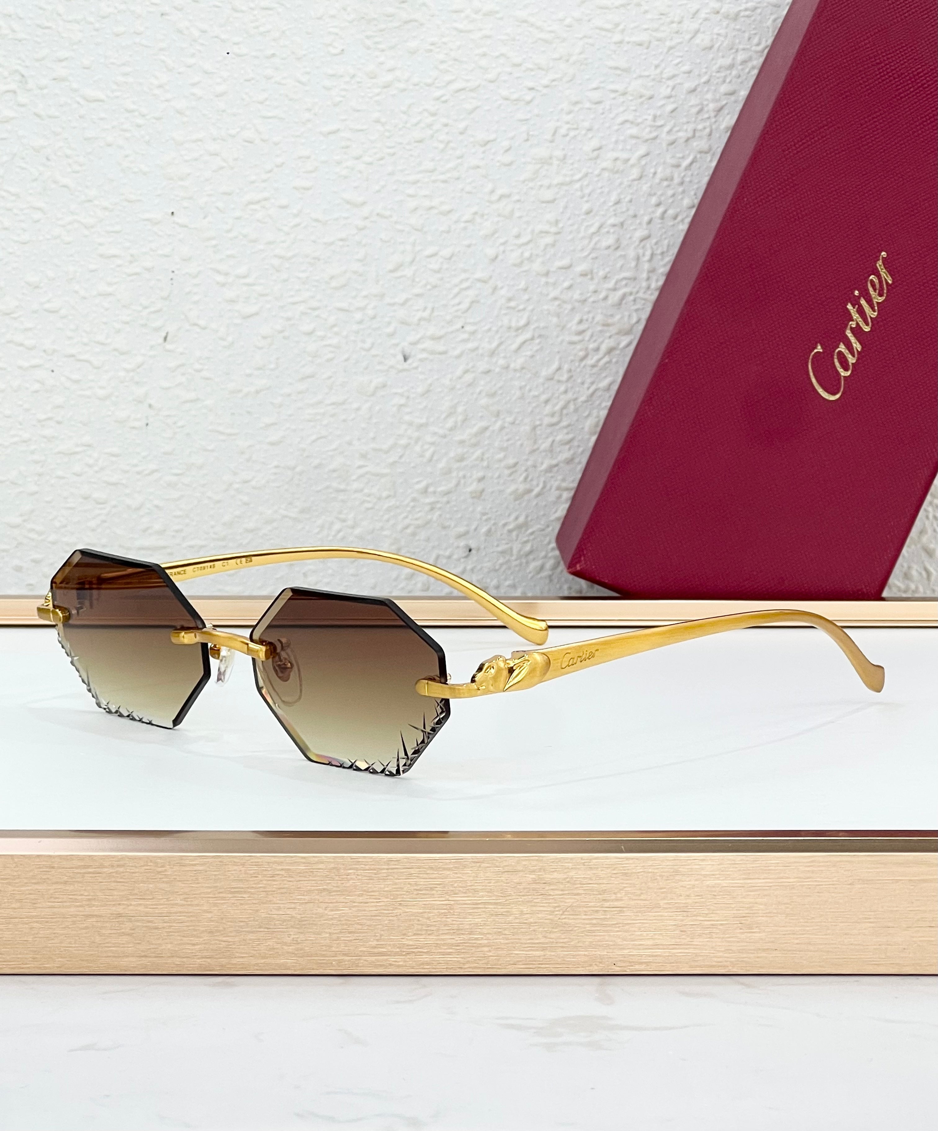 Panthère Rimless bords diamantés octogonaux