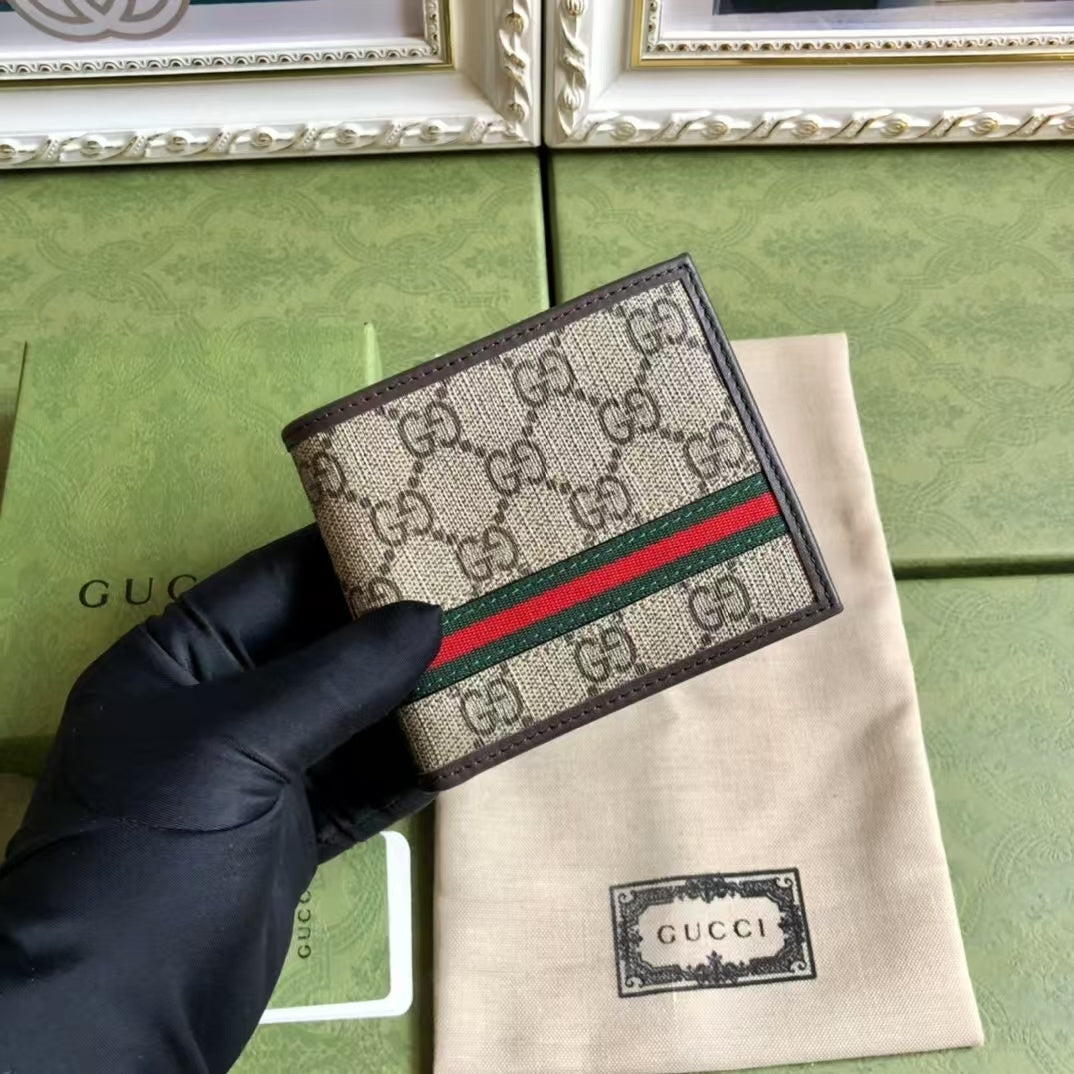 Portefeuille GG Suprême Beige avec Bande Web – Gucci