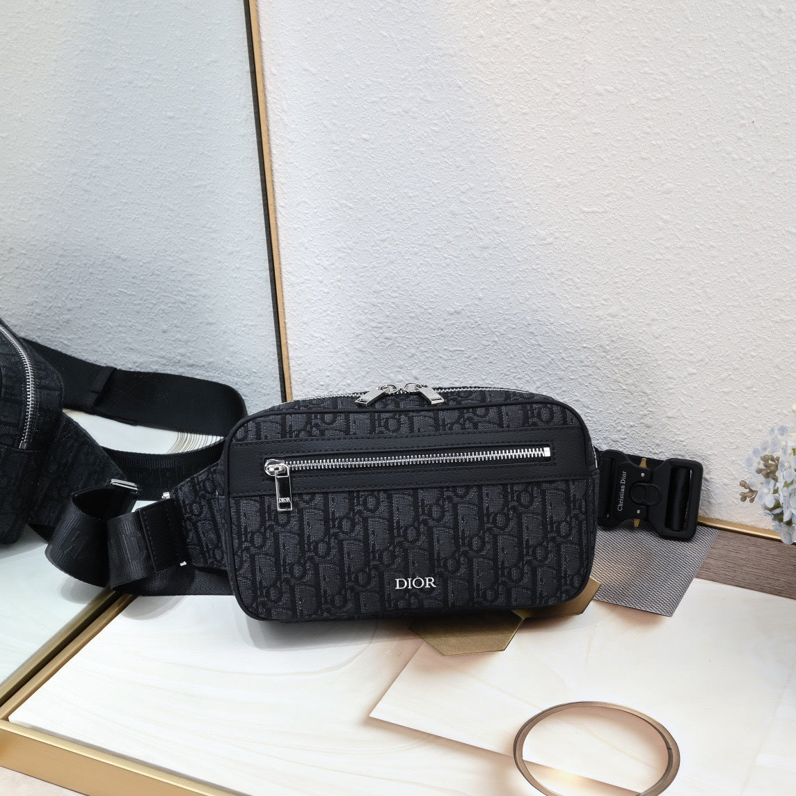 Dior Safari Messenger Bag Oblique Jacquard Black