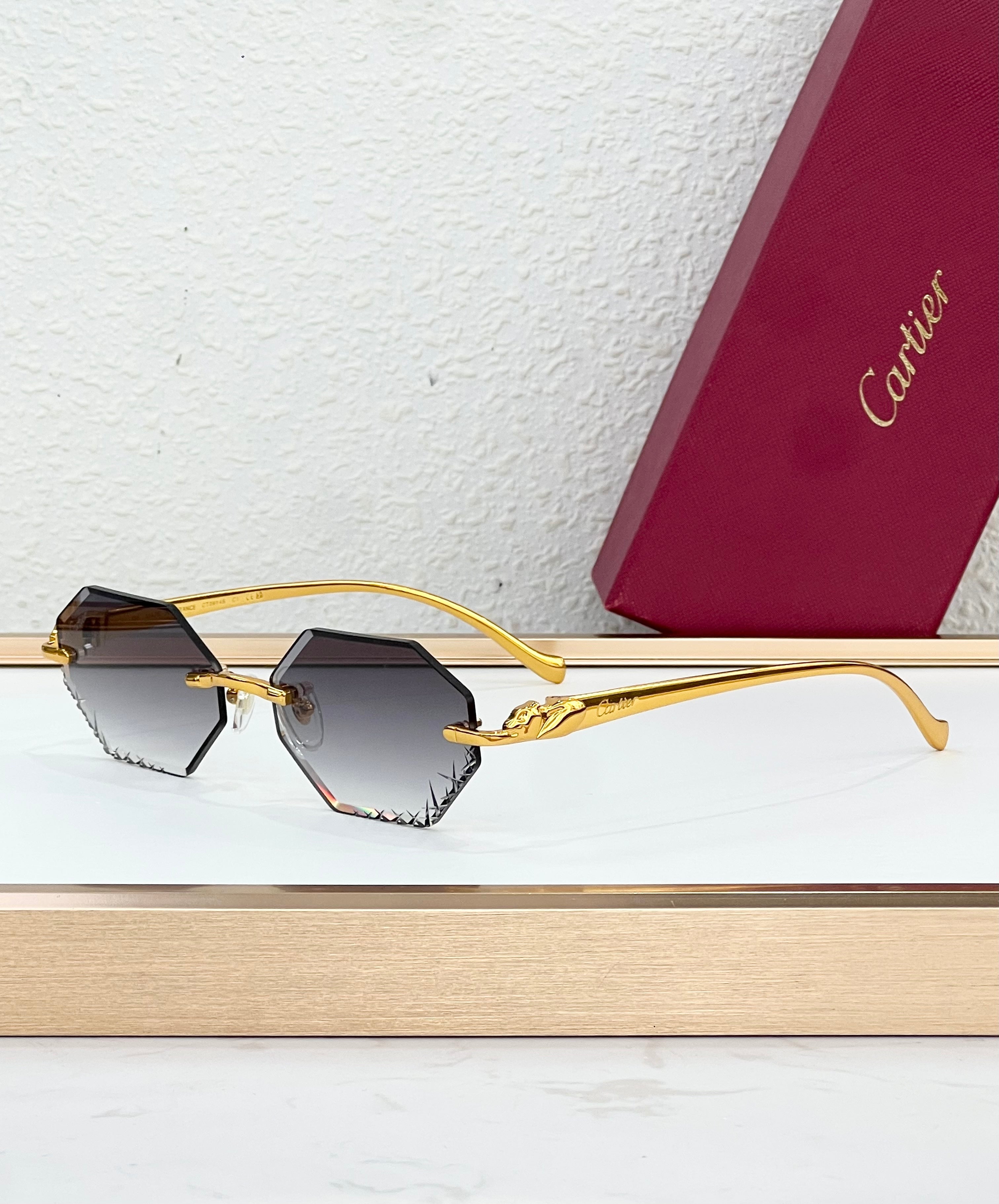 Panthère Rimless bords diamantés octogonaux