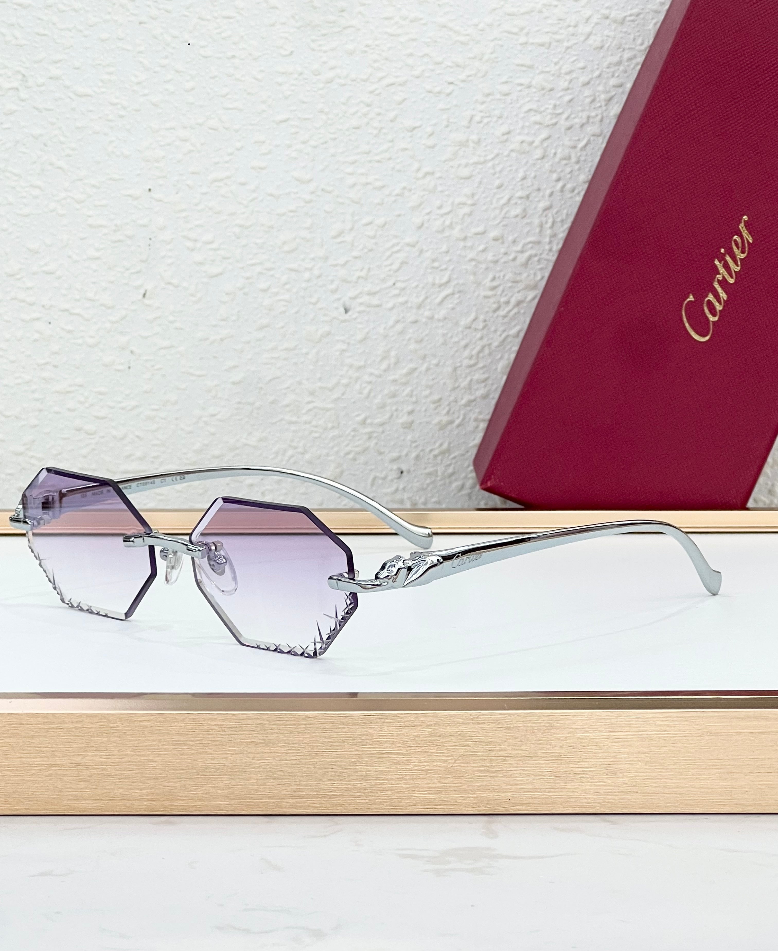 Panthère Rimless bords diamantés octogonaux